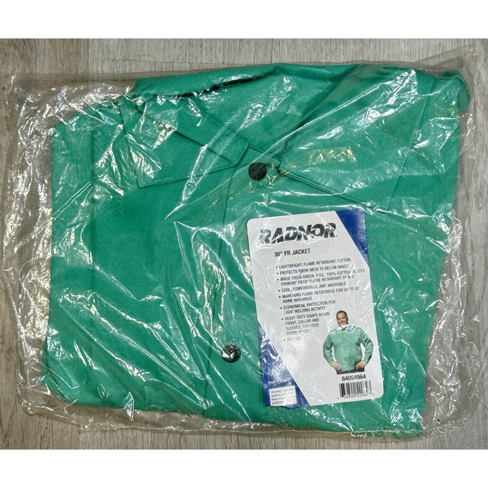 Radnor 30" Flame Resistant Jacket Size 2XL Green Flame Resistant Snap Front New